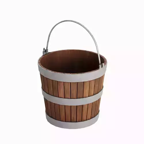 Wooden Bucket A 03 Low-poly 3D model