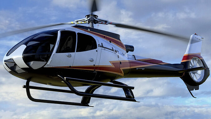 Animated Airbus H130 Helicopter - Airbus Generic 4 Livery - Low-poly 3D model