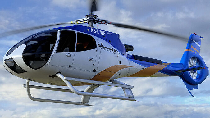 Animated Airbus H130 Helicopter - Airbus Generic 5 Livery - Low-poly 3D model