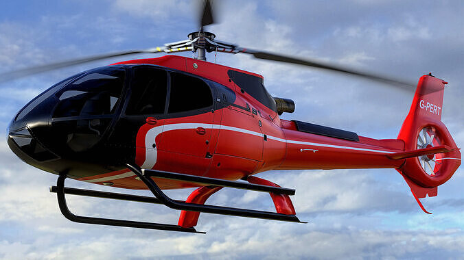 Animated Airbus H130 Helicopter - Airbus Generic 6 Livery - Low-poly 3D model