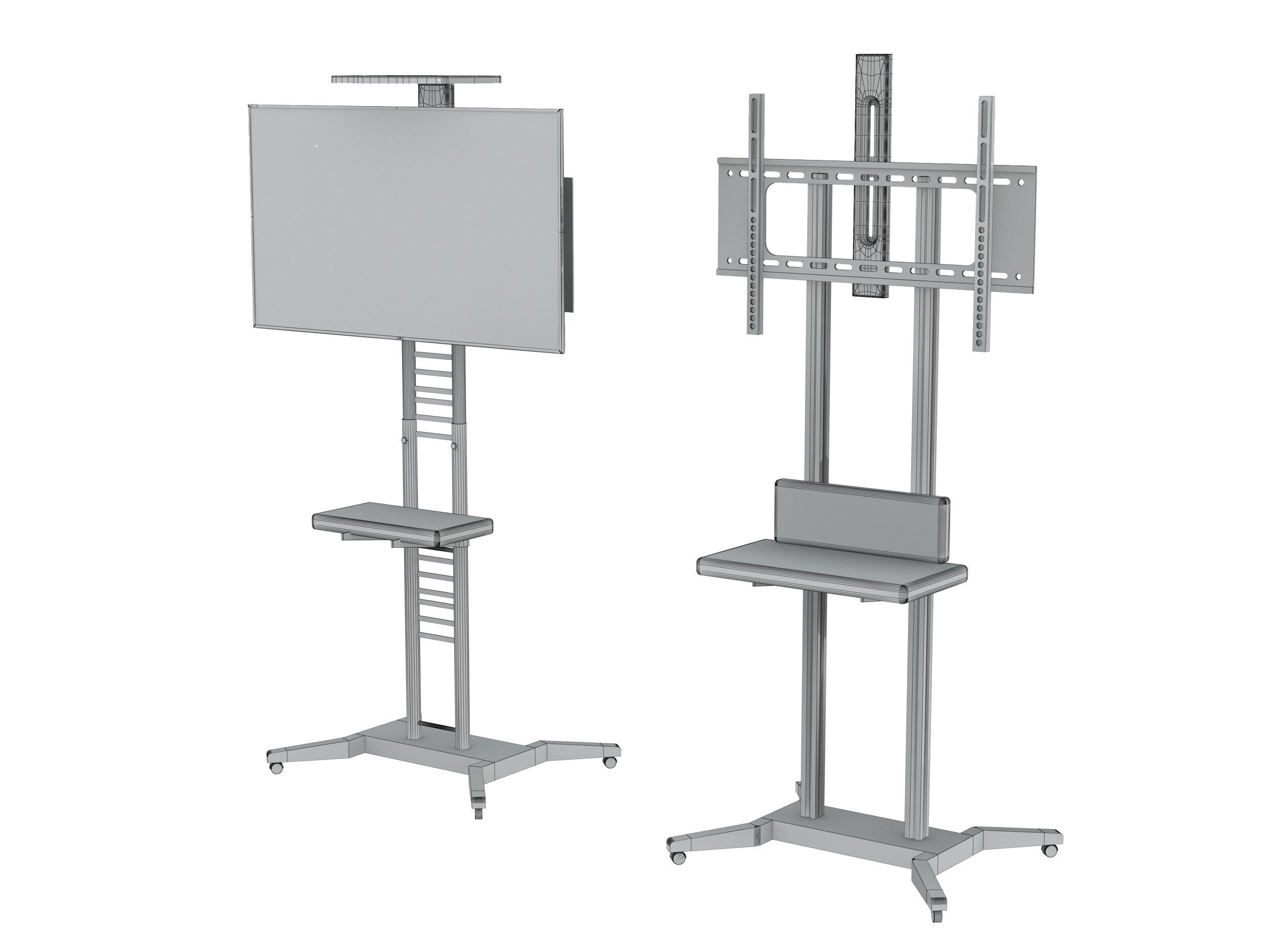 Mobile TV Cart On Wheels 3D model_5