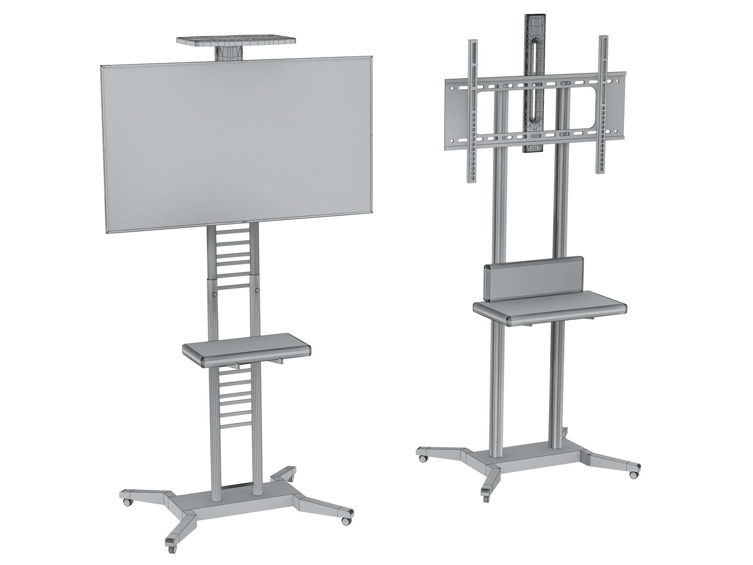 Mobile TV Cart On Wheels 3D model_4