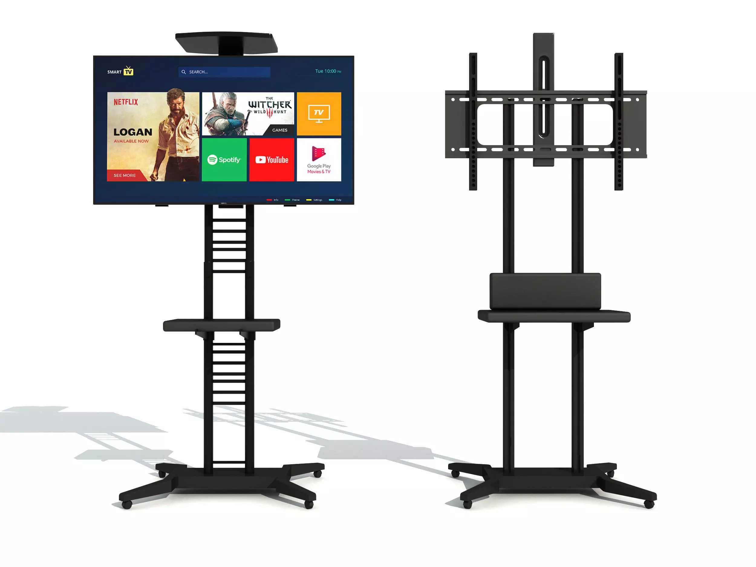 Mobile TV Cart On Wheels 3D model_0