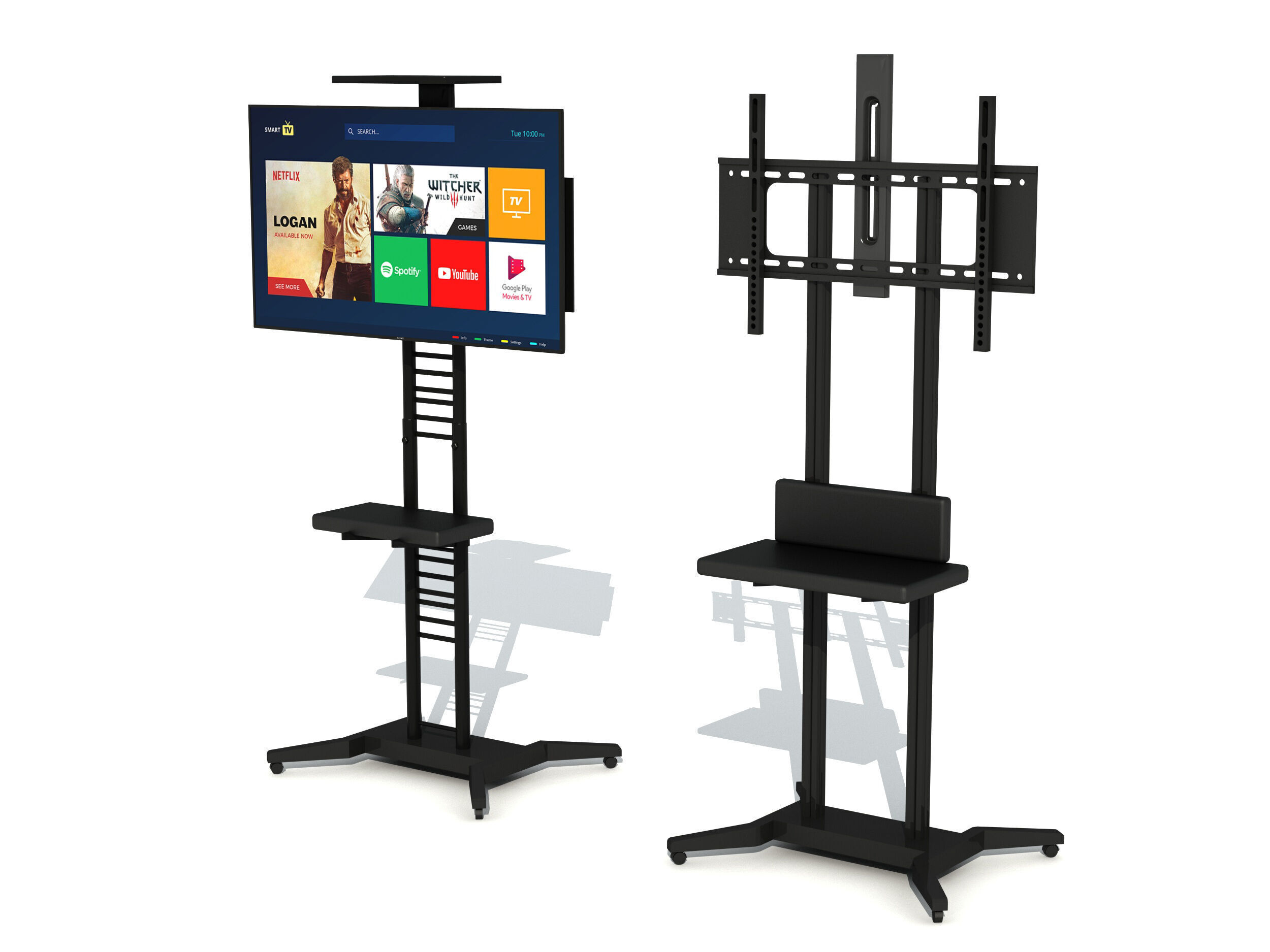 Mobile TV Cart On Wheels 3D model_2