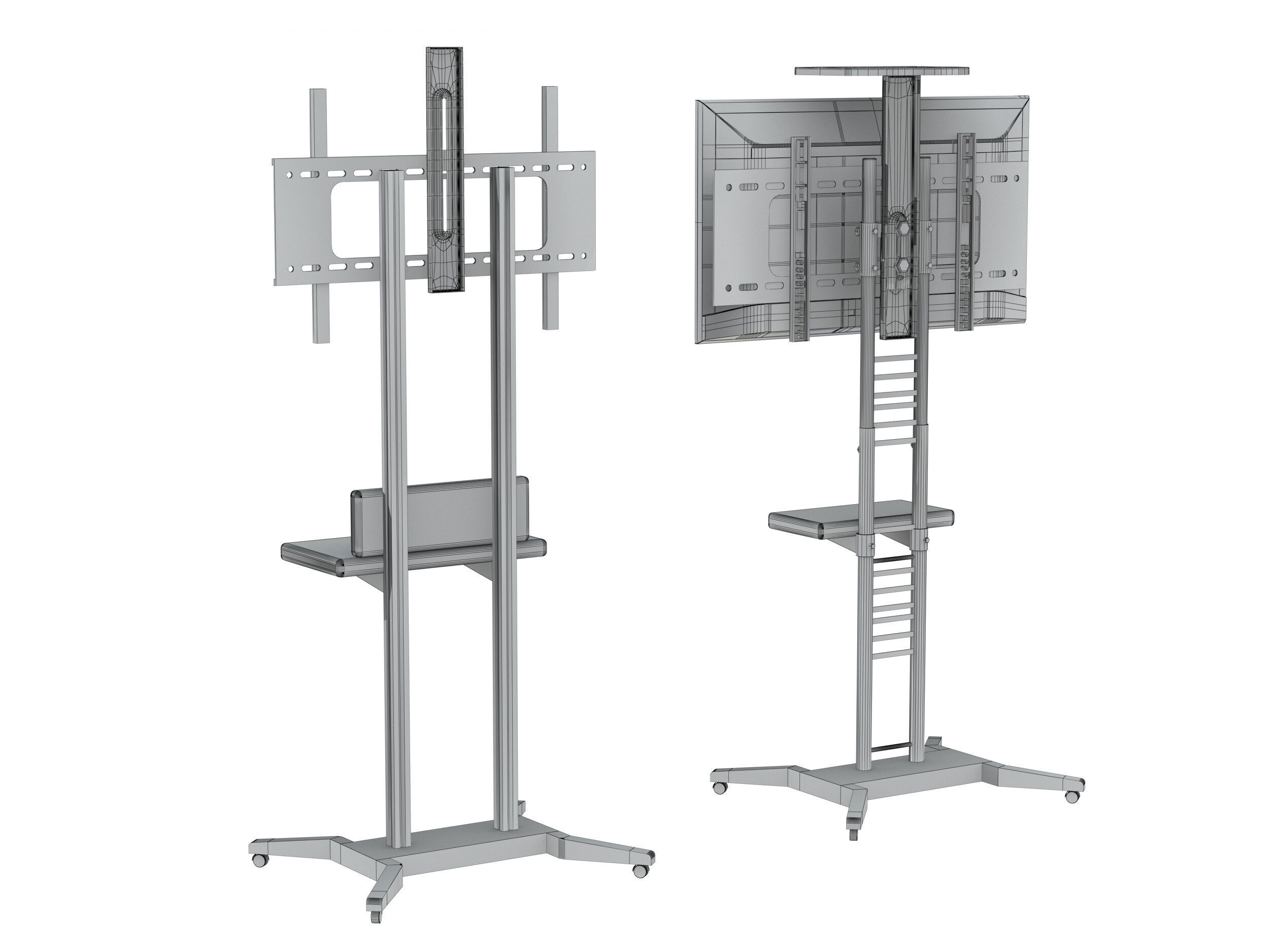 Mobile TV Cart On Wheels 3D model_6