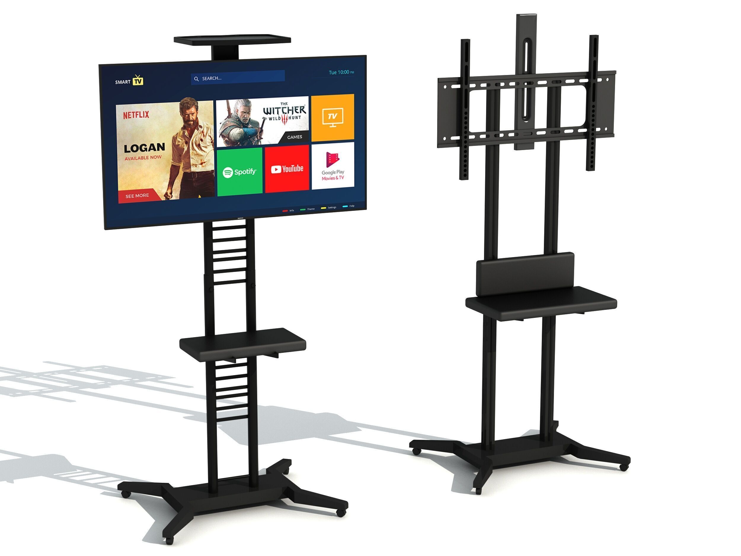 Mobile TV Cart On Wheels 3D model_1