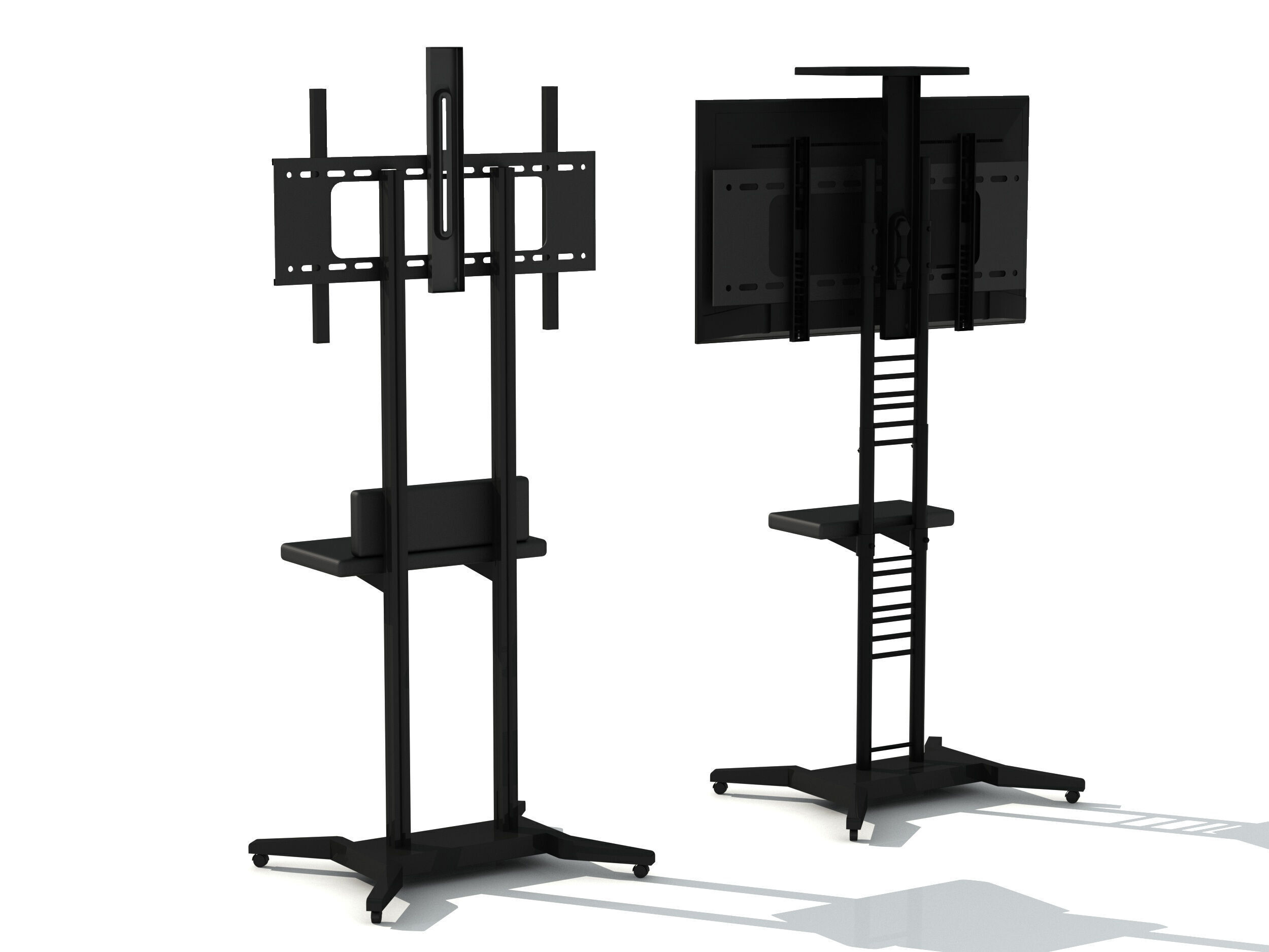 Mobile TV Cart On Wheels 3D model_3