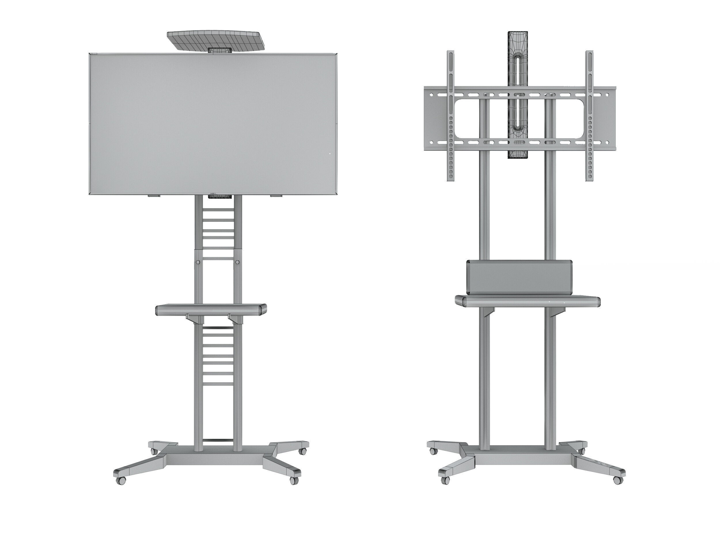 Mobile TV Cart On Wheels 3D model_7