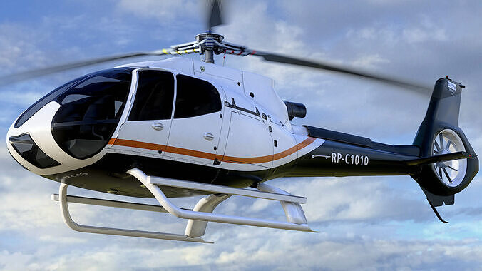 Animated Airbus H130 Helicopter - Airbus Generic 8 Livery - Low-poly 3D model