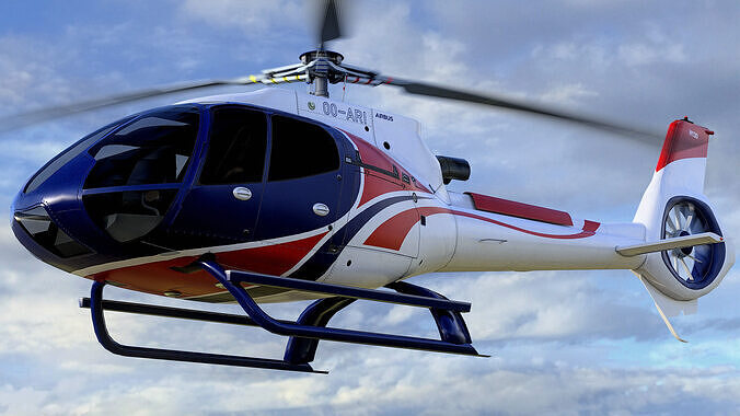Animated Airbus H130 Helicopter - Airbus Generic 9 Livery - Low-poly 3D model