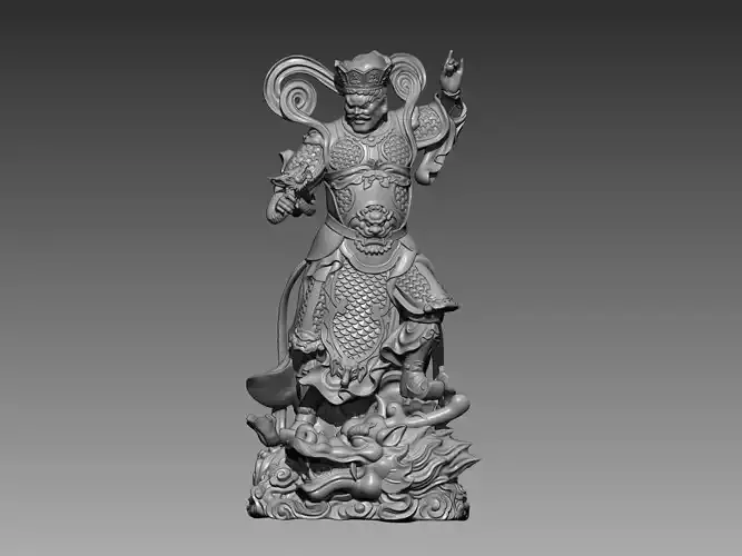 Chinese Guardian Warrior Riding Dragon