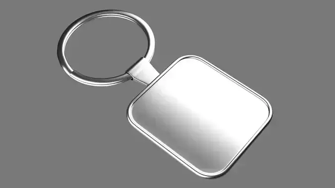 Keychain Four 3D Model key ring with chain Low-poly 3D model