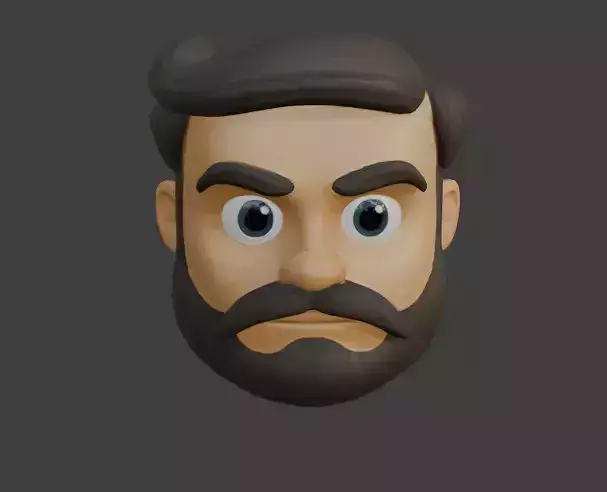 Bearded Face Stylized 3D Model with PBR Textures