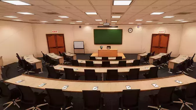 University Classroom Low-poly 3D model