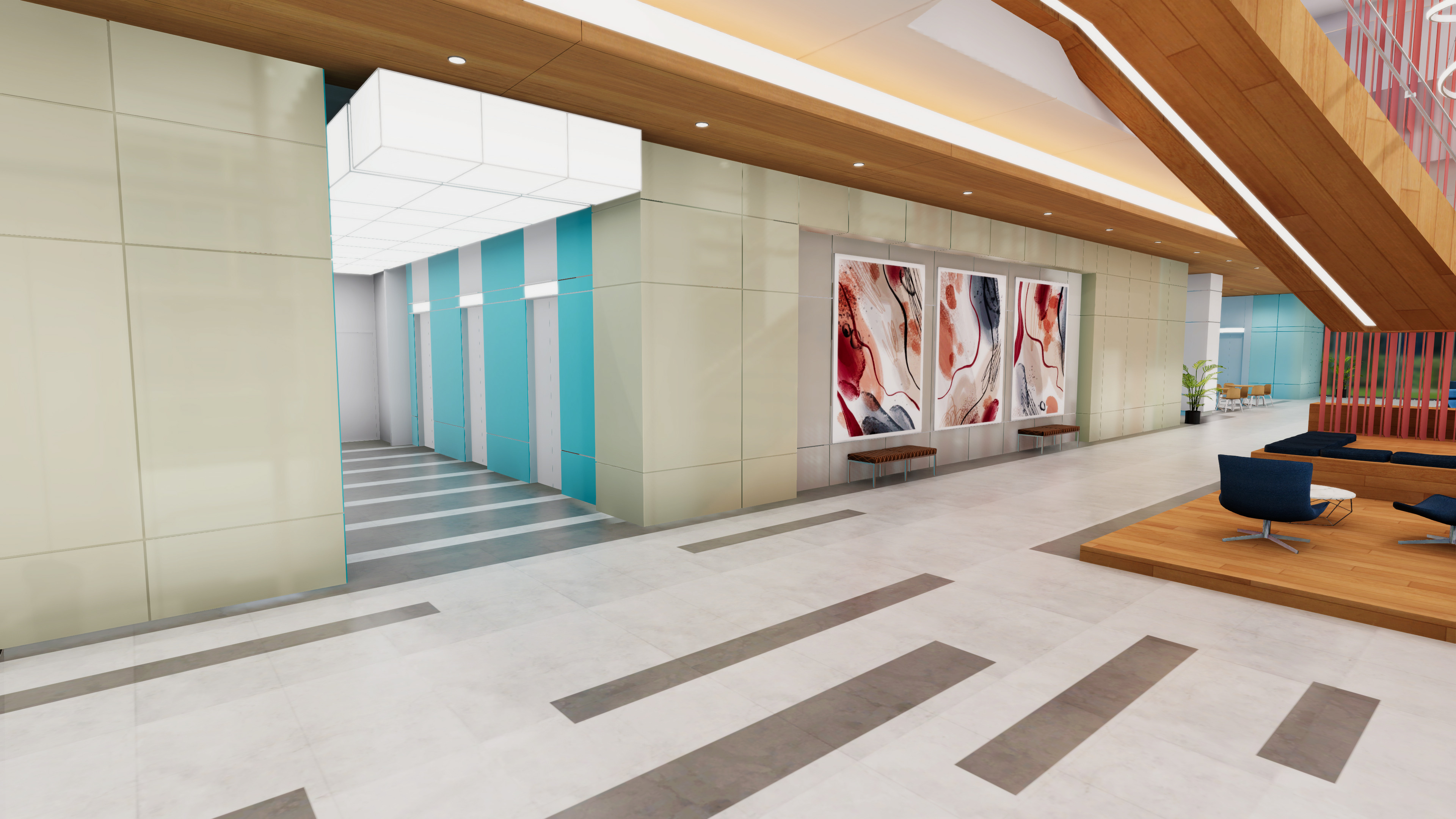 Lobby Cafe Low-poly 3D model_5