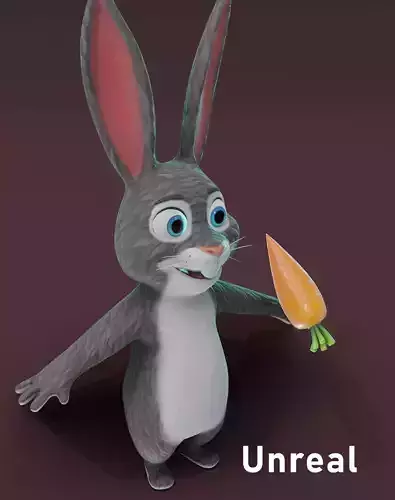 Cartoon Rabbit 3D Model Unreal Asset Low-poly 3D model