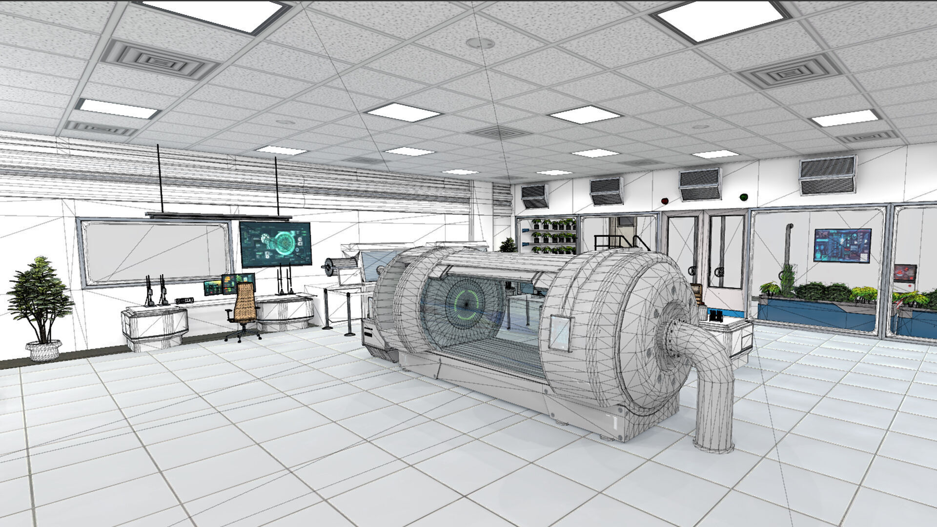 Modern Bio Lab Low-poly 3D model_8