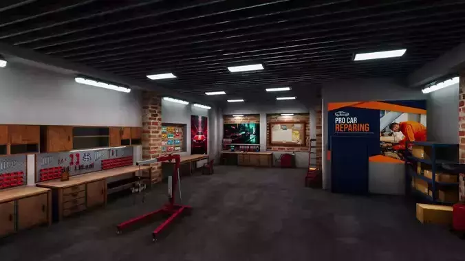 Car Garage Environment Low-poly 3D model