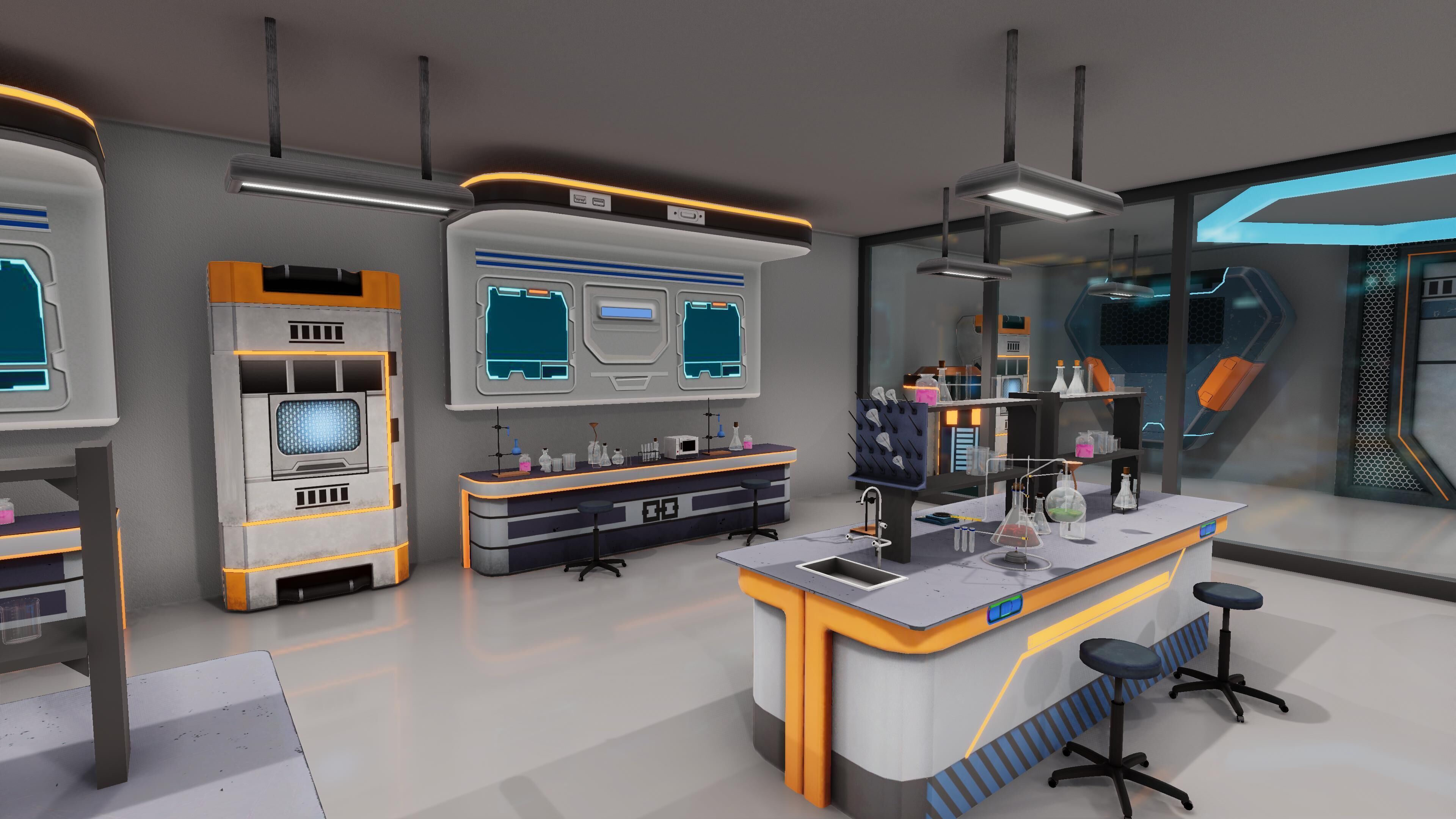 Modern Chemistry Lab Low-poly 3D model_4