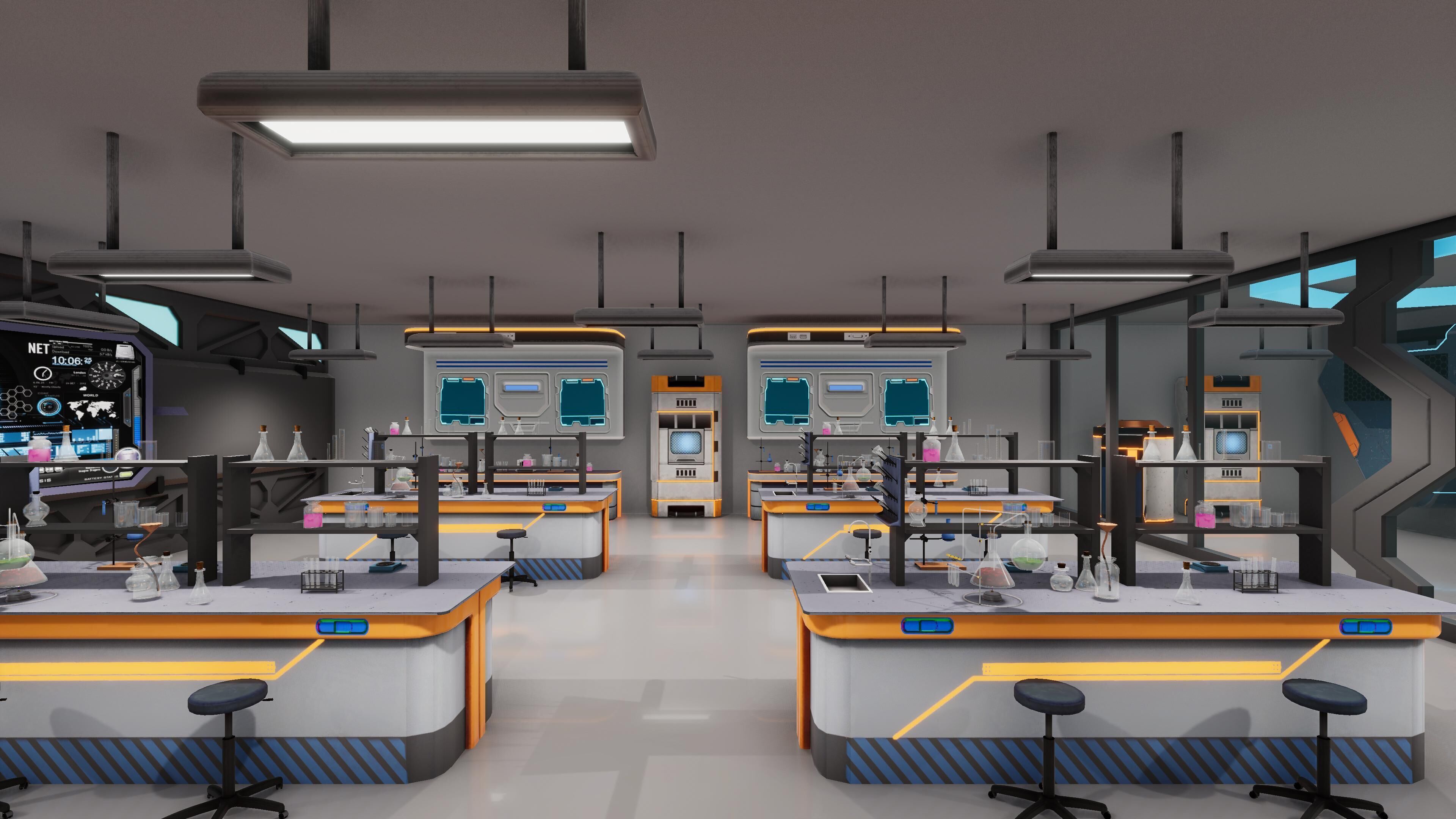 Modern Chemistry Lab Low-poly 3D model_1