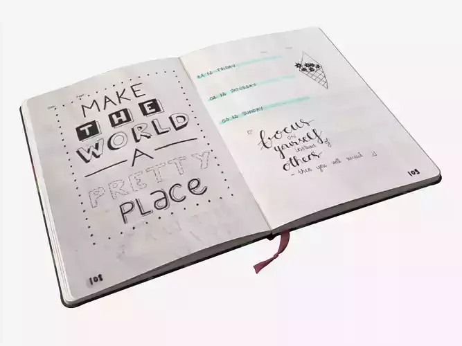 Open notebook with Handwritten Notes and drawings