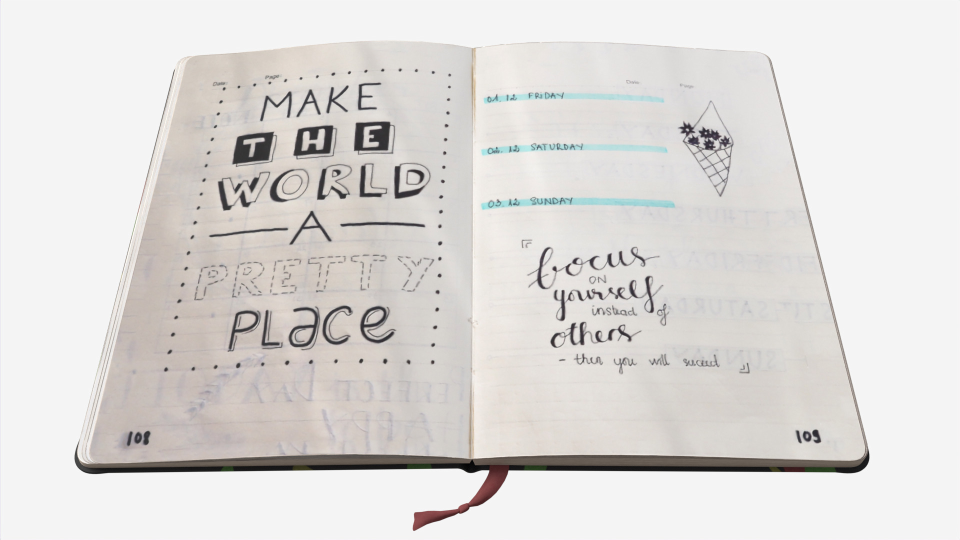 Open notebook with Handwritten Notes and drawings Low-poly 3D model_2