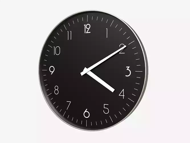 Wall Clock Black White Low-poly 3D model