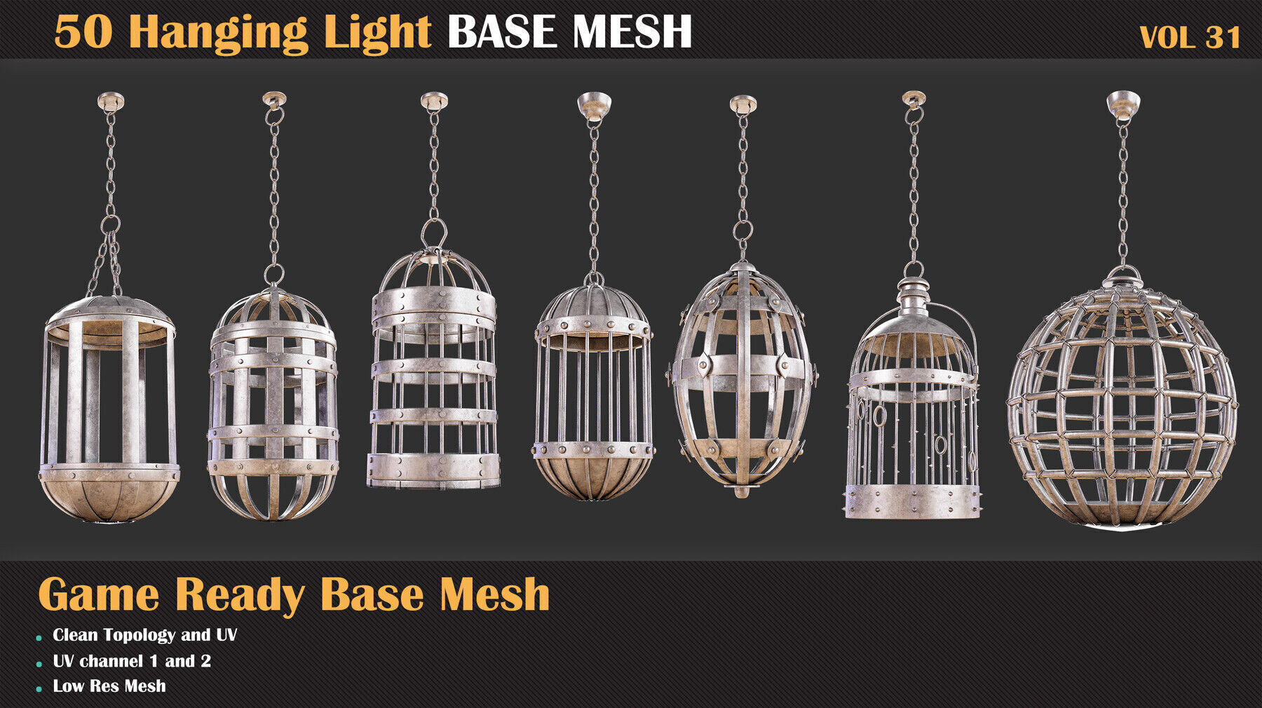 50 Hanging Cage Base Meshes - VOL 31   3D model_4