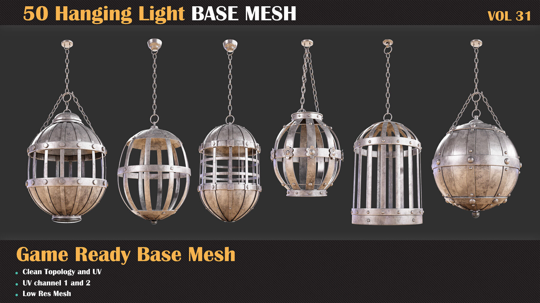 50 Hanging Cage Base Meshes - VOL 31   3D model_2