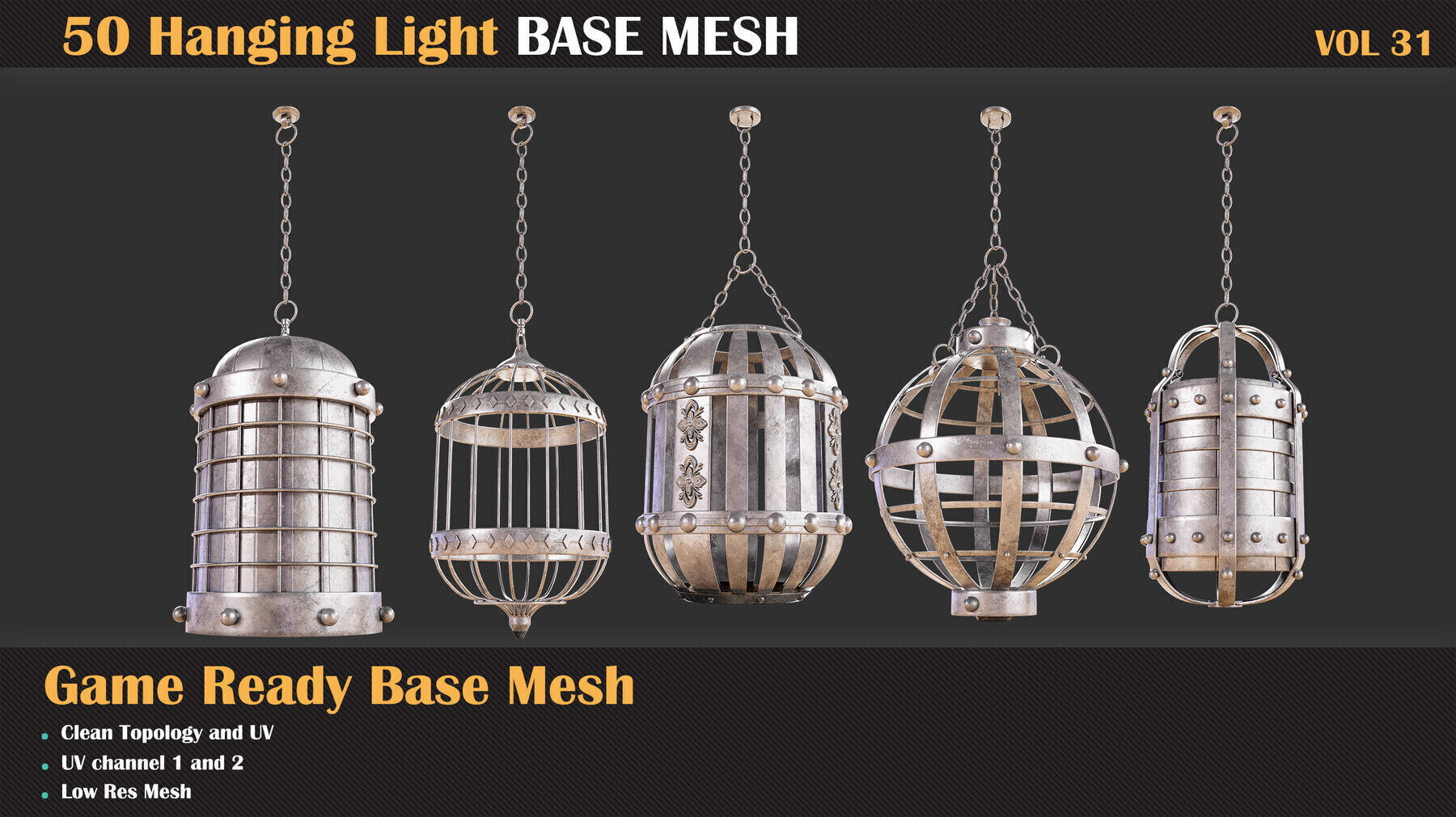 50 Hanging Cage Base Meshes - VOL 31   3D model_7