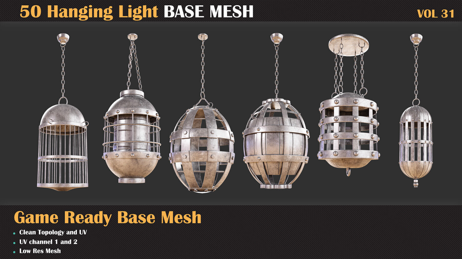 50 Hanging Cage Base Meshes - VOL 31   3D model_8