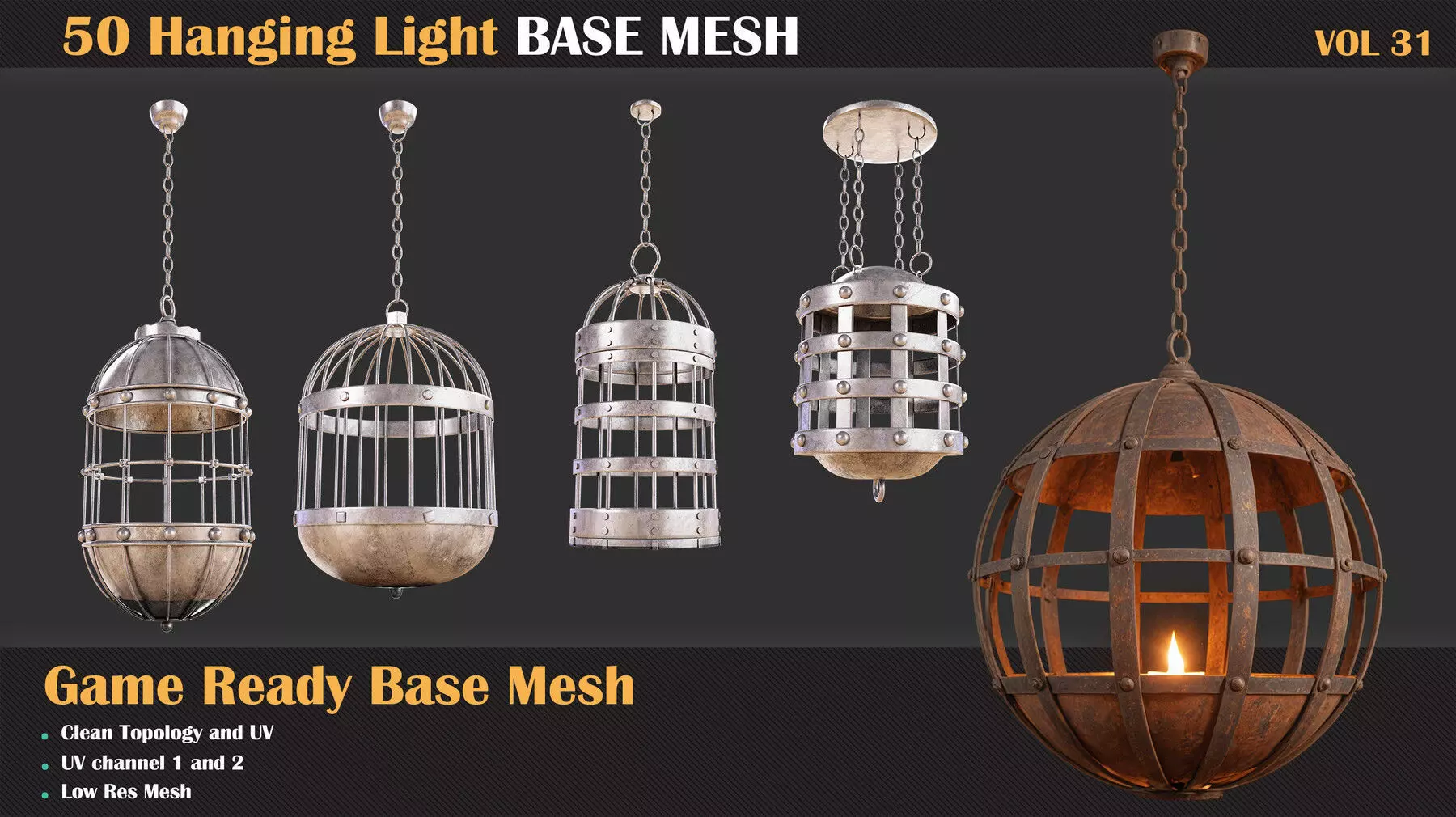 50 Hanging Cage Base Meshes - VOL 31   3D model_0