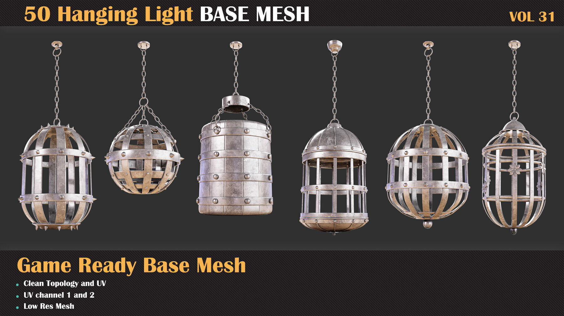 50 Hanging Cage Base Meshes - VOL 31   3D model_5