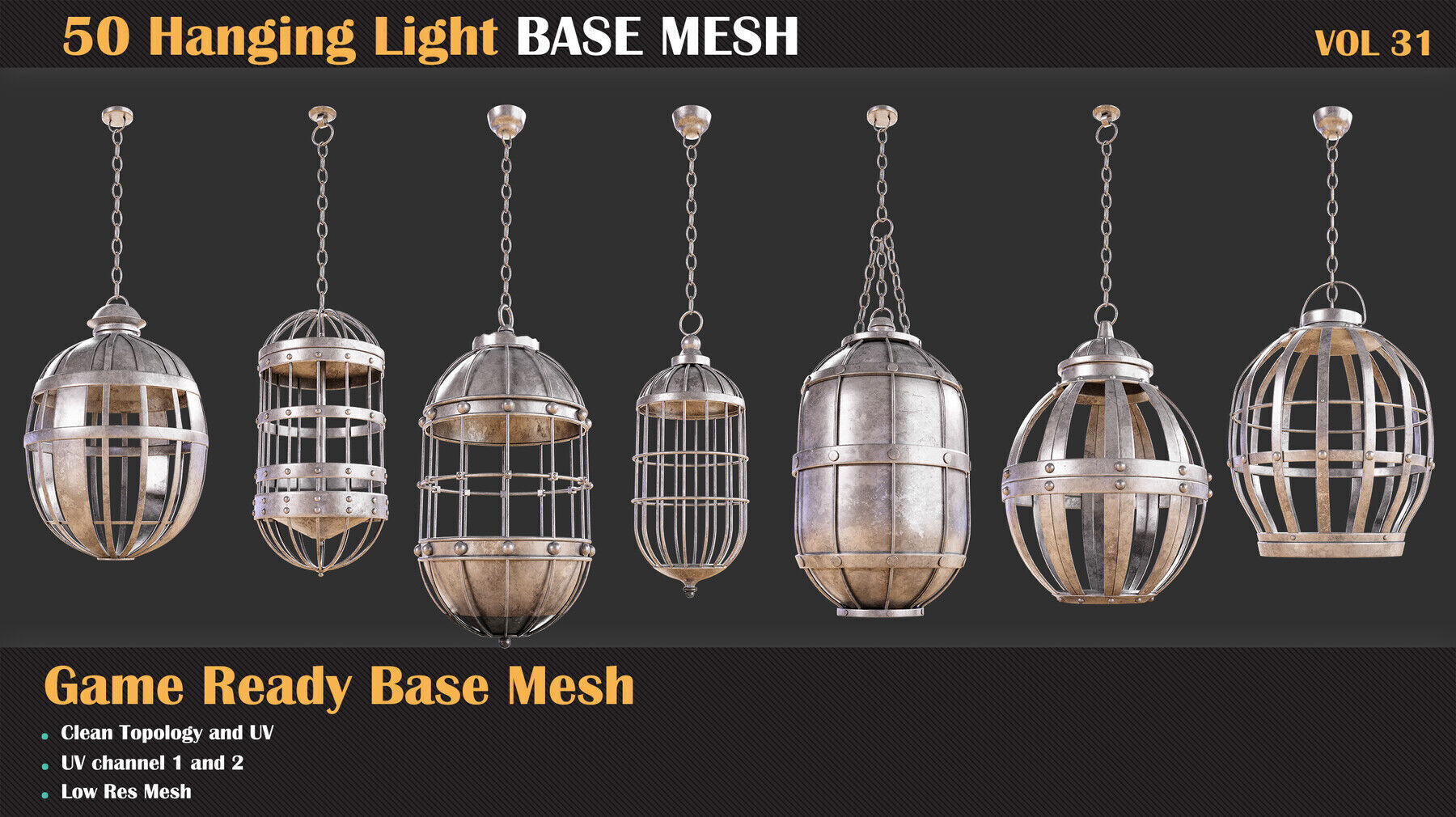 50 Hanging Cage Base Meshes - VOL 31   3D model_6