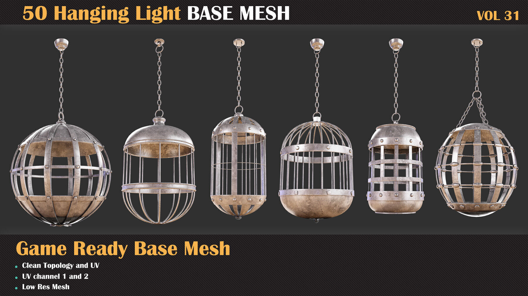 50 Hanging Cage Base Meshes - VOL 31   3D model_3