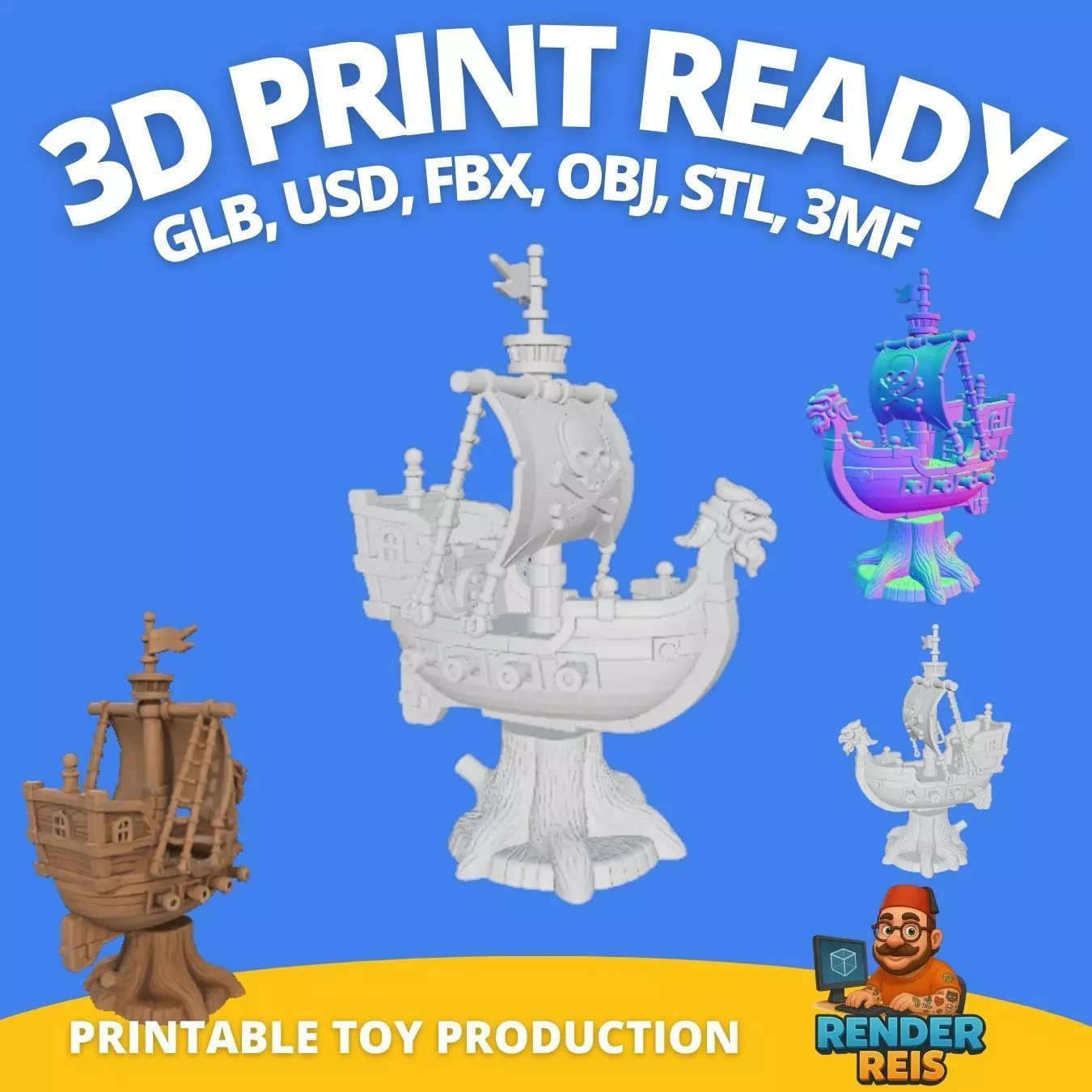 Wooden Modular Pirate Ship 3D print model_0