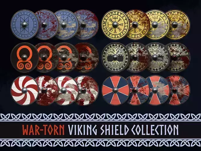 Viking Shield - War-Torn edition 3D Model Collection