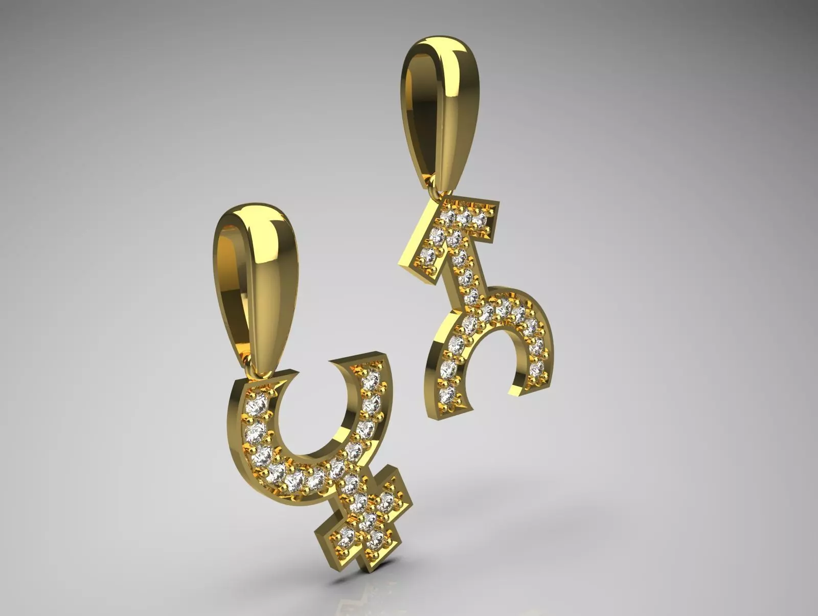 female male symbol gold pendant jp0022 3D print model