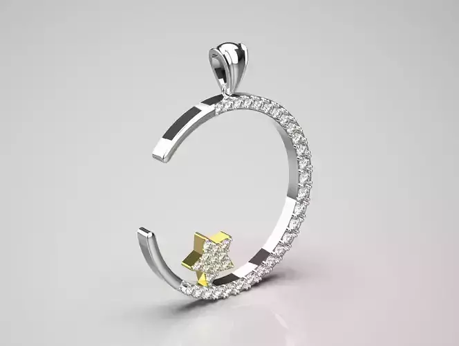 moon star jewelry pendant jp0050 3D print model
