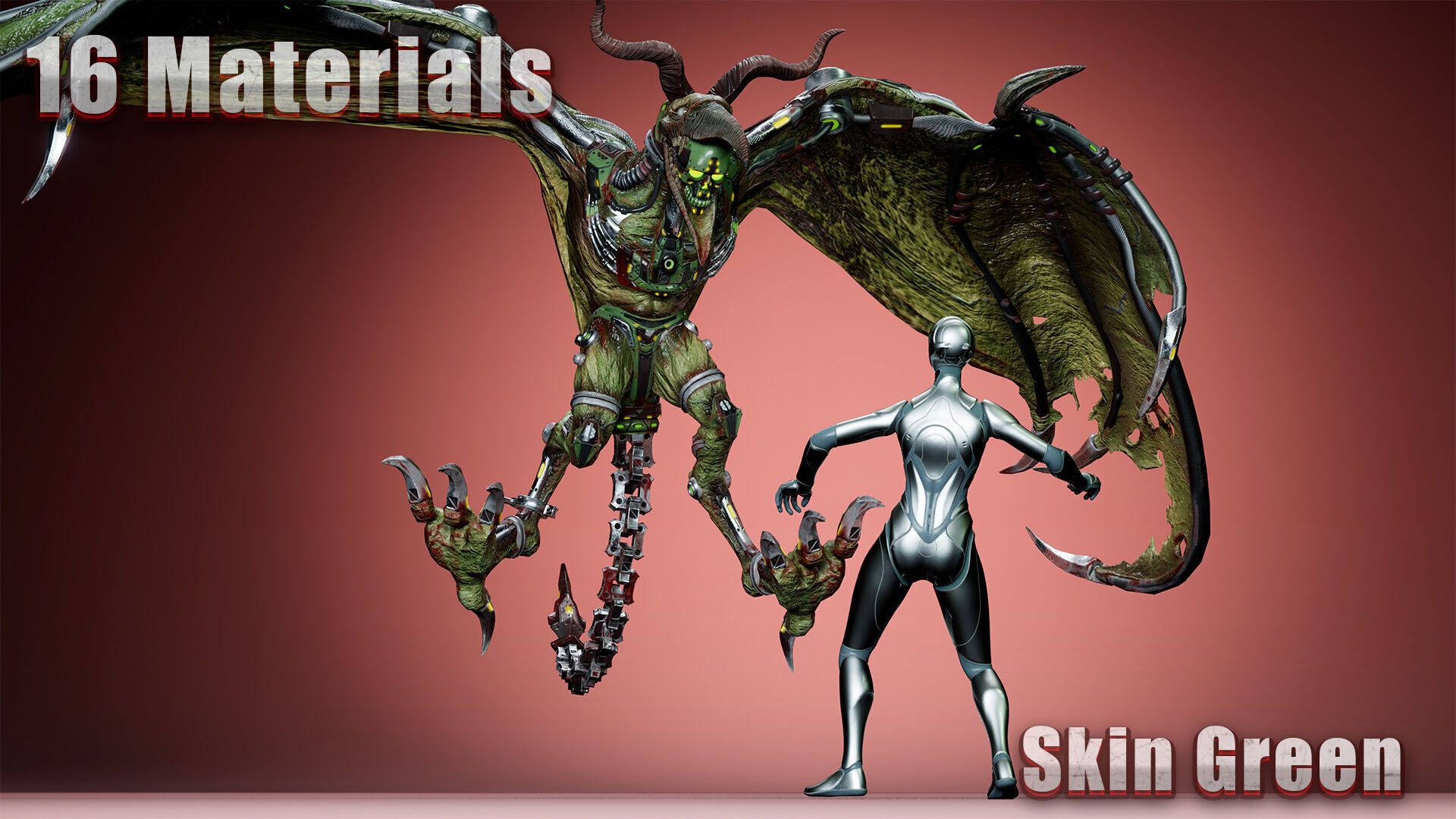 Cyborg Gargoyle Low-poly 3D model_6