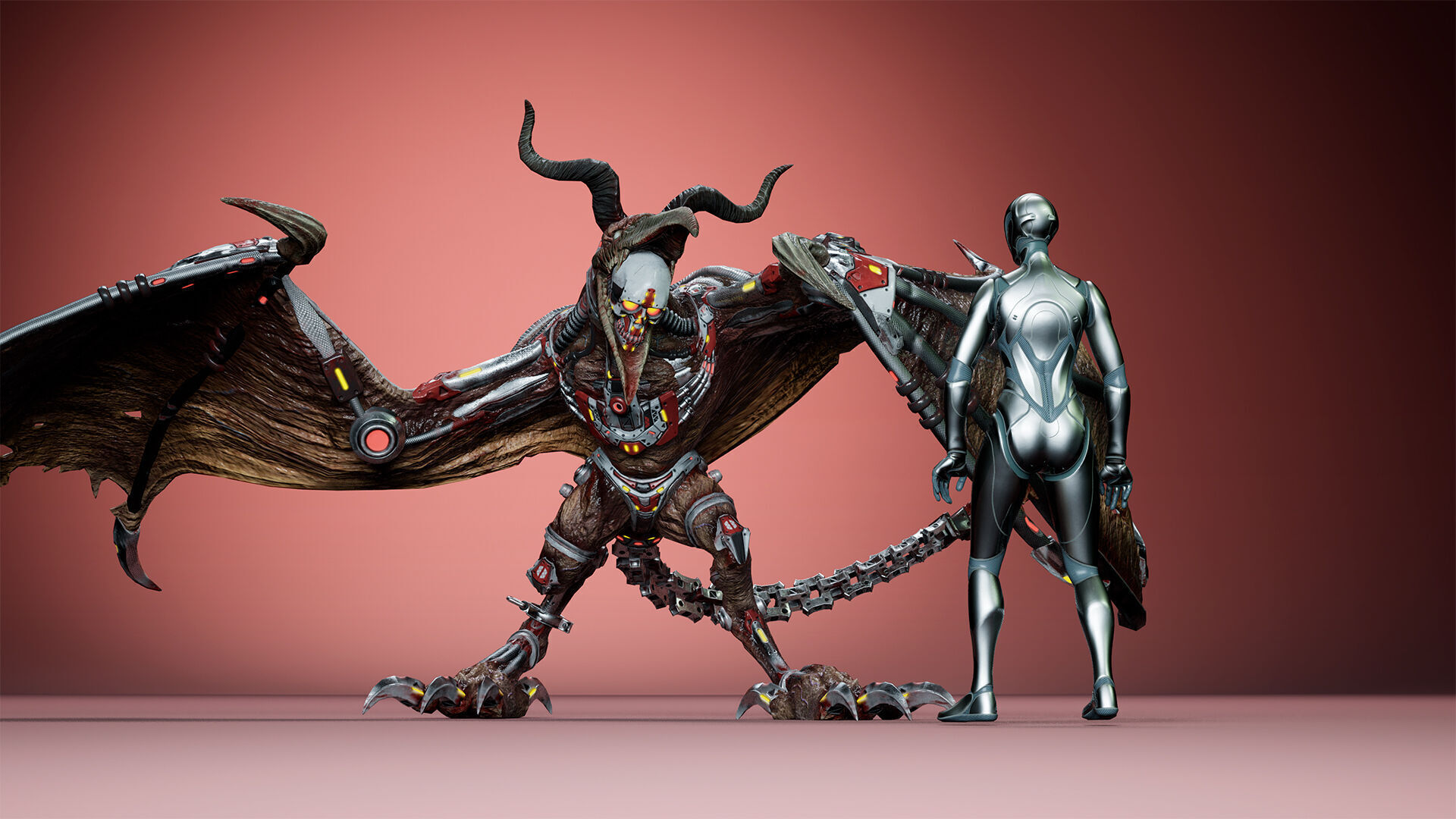 Cyborg Gargoyle Low-poly 3D model_14