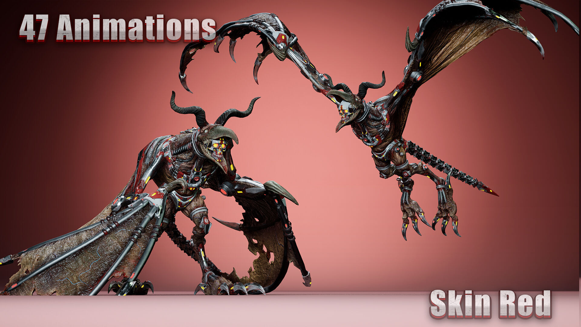 Cyborg Gargoyle Low-poly 3D model_4