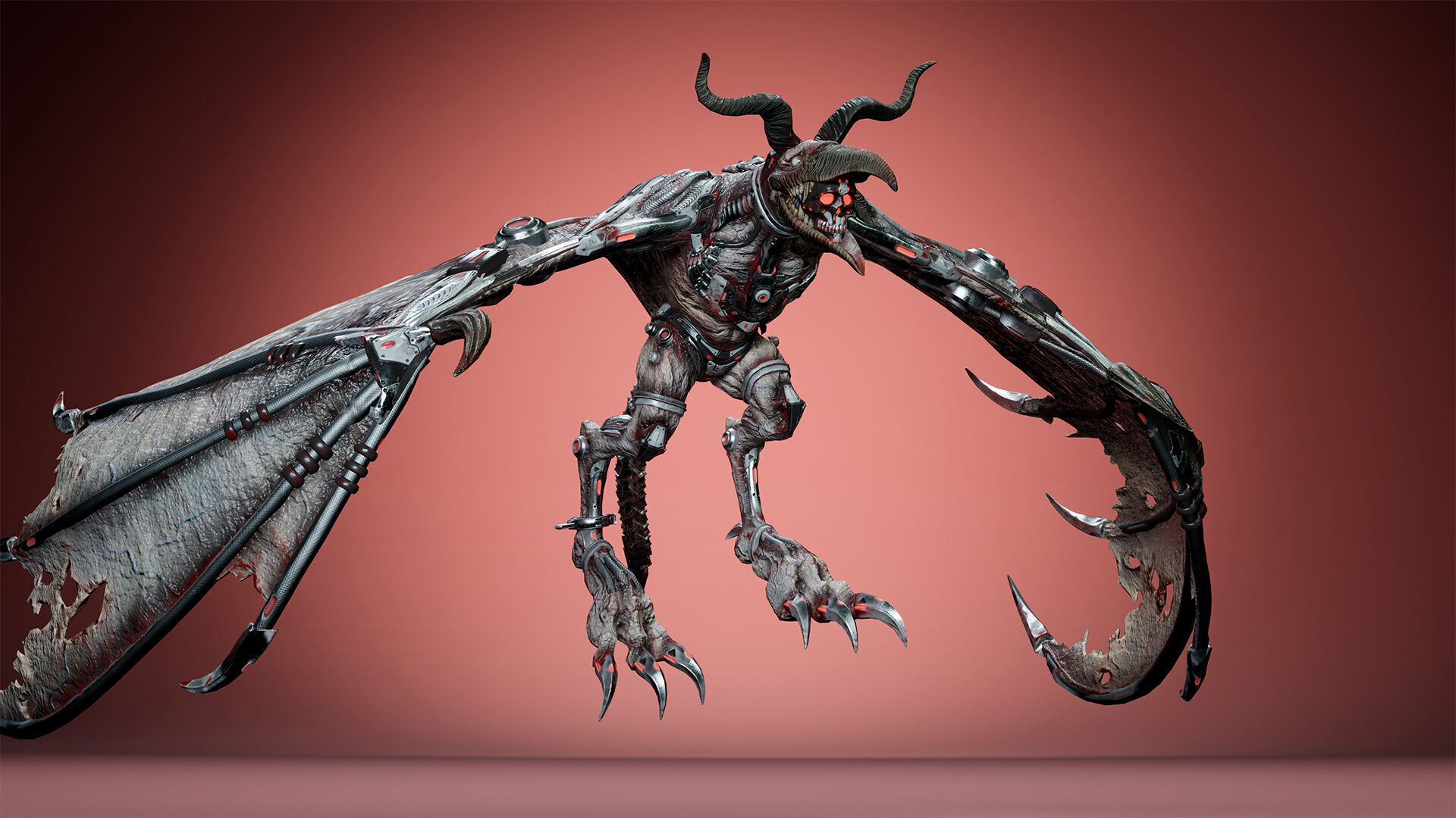 Cyborg Gargoyle Low-poly 3D model_8