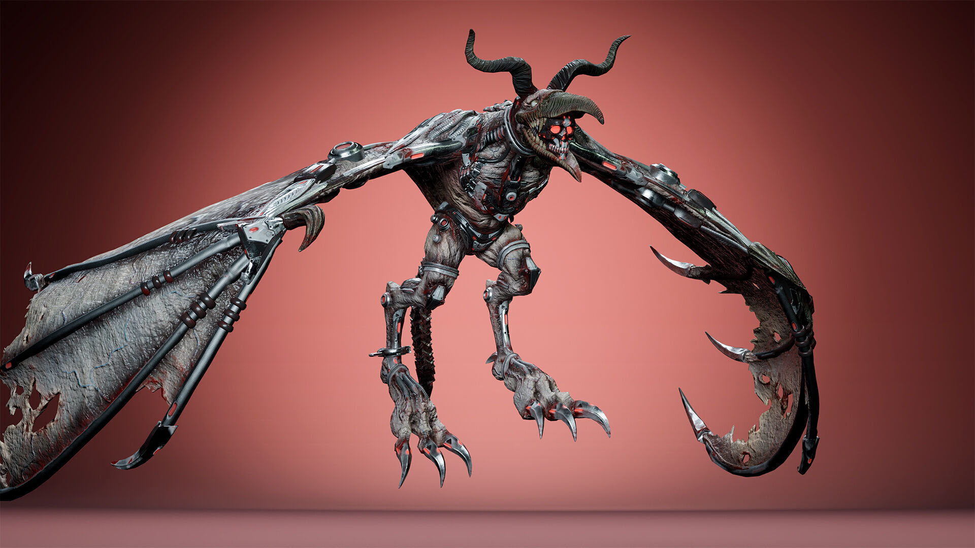 Cyborg Gargoyle Low-poly 3D model_9