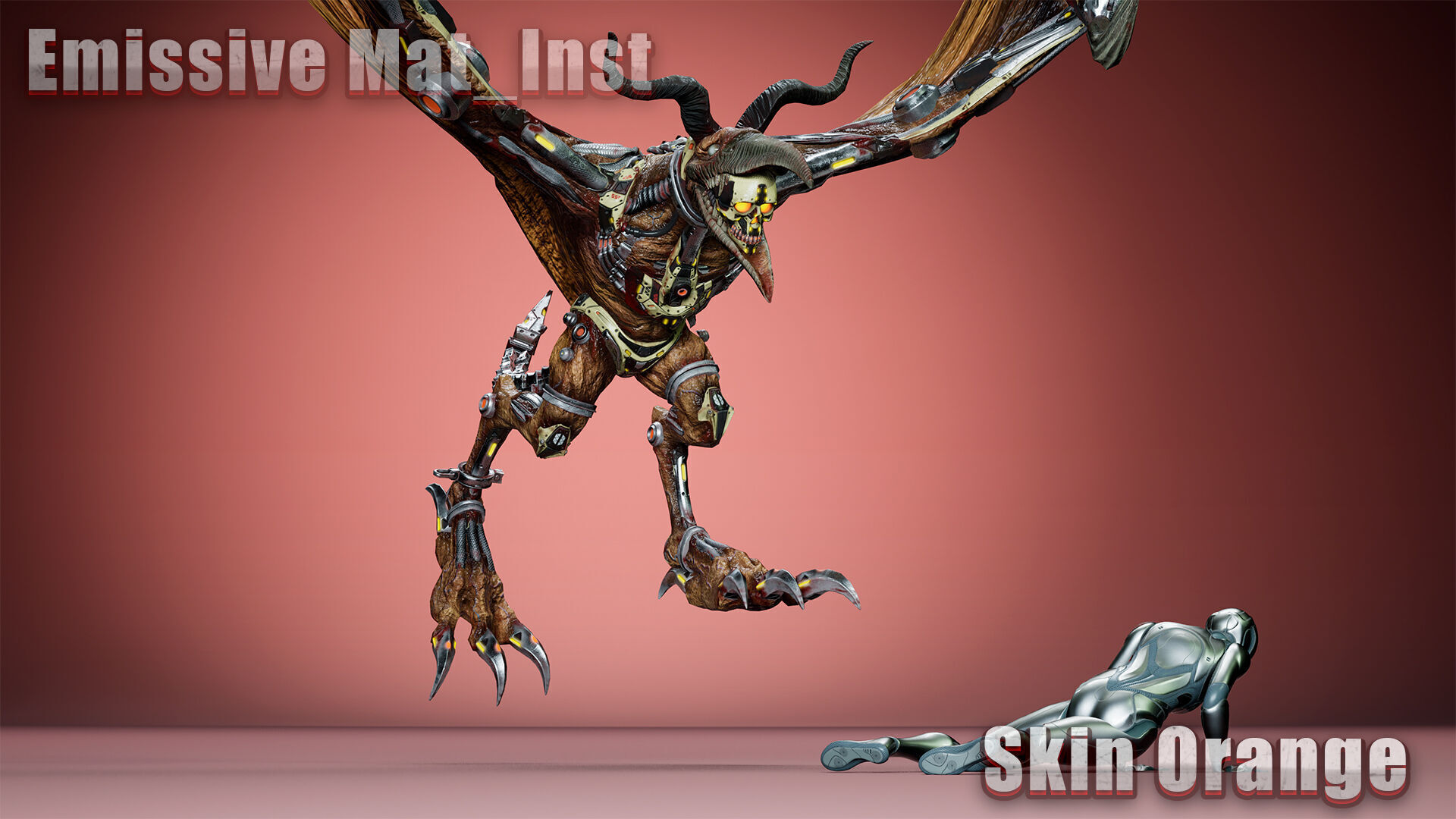 Cyborg Gargoyle Low-poly 3D model_3