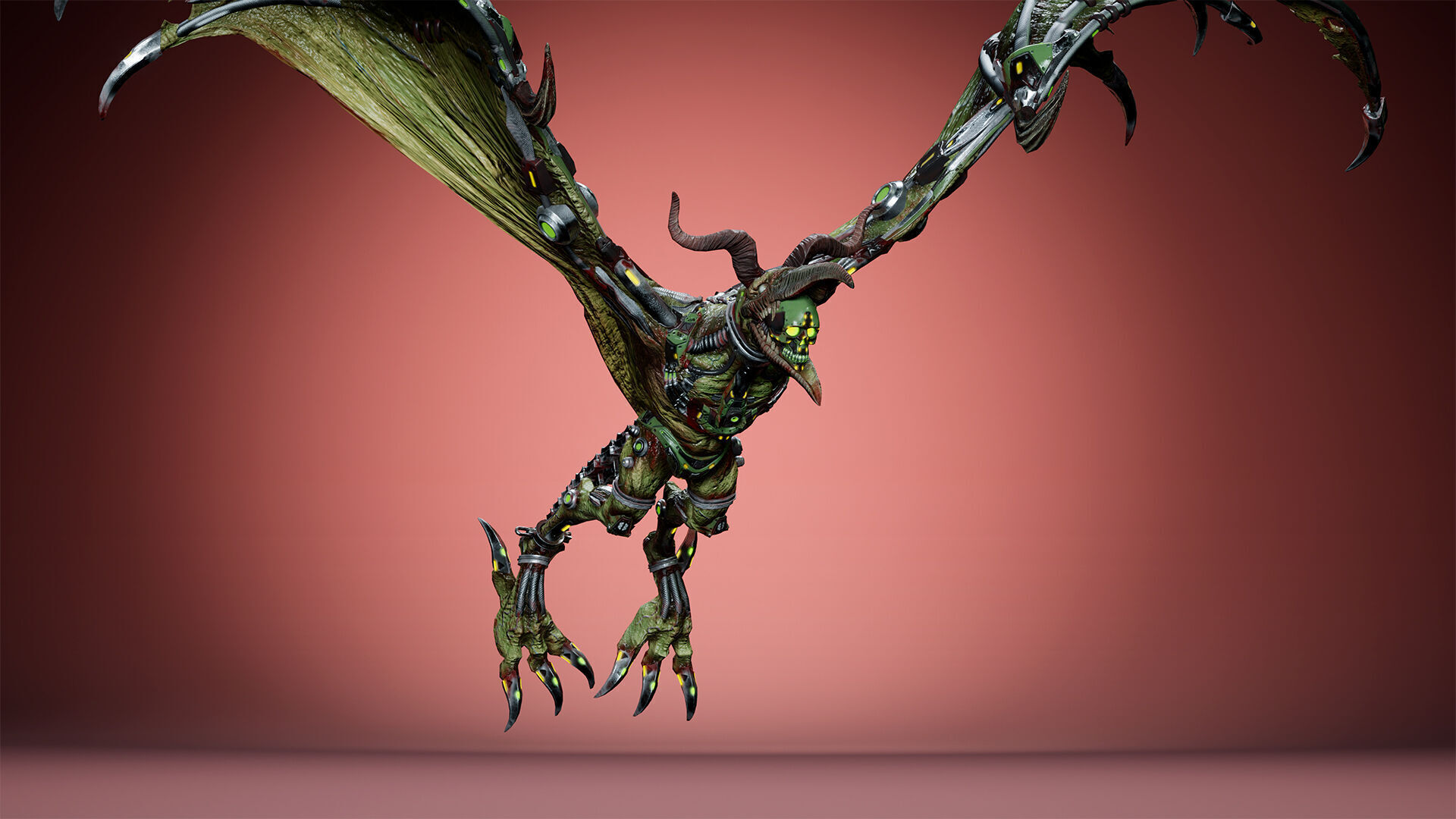 Cyborg Gargoyle Low-poly 3D model_20