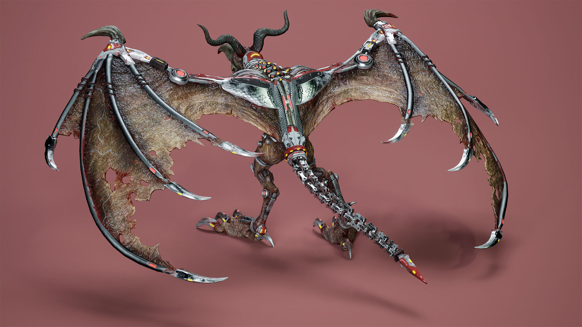 Cyborg Gargoyle Low-poly 3D model_15