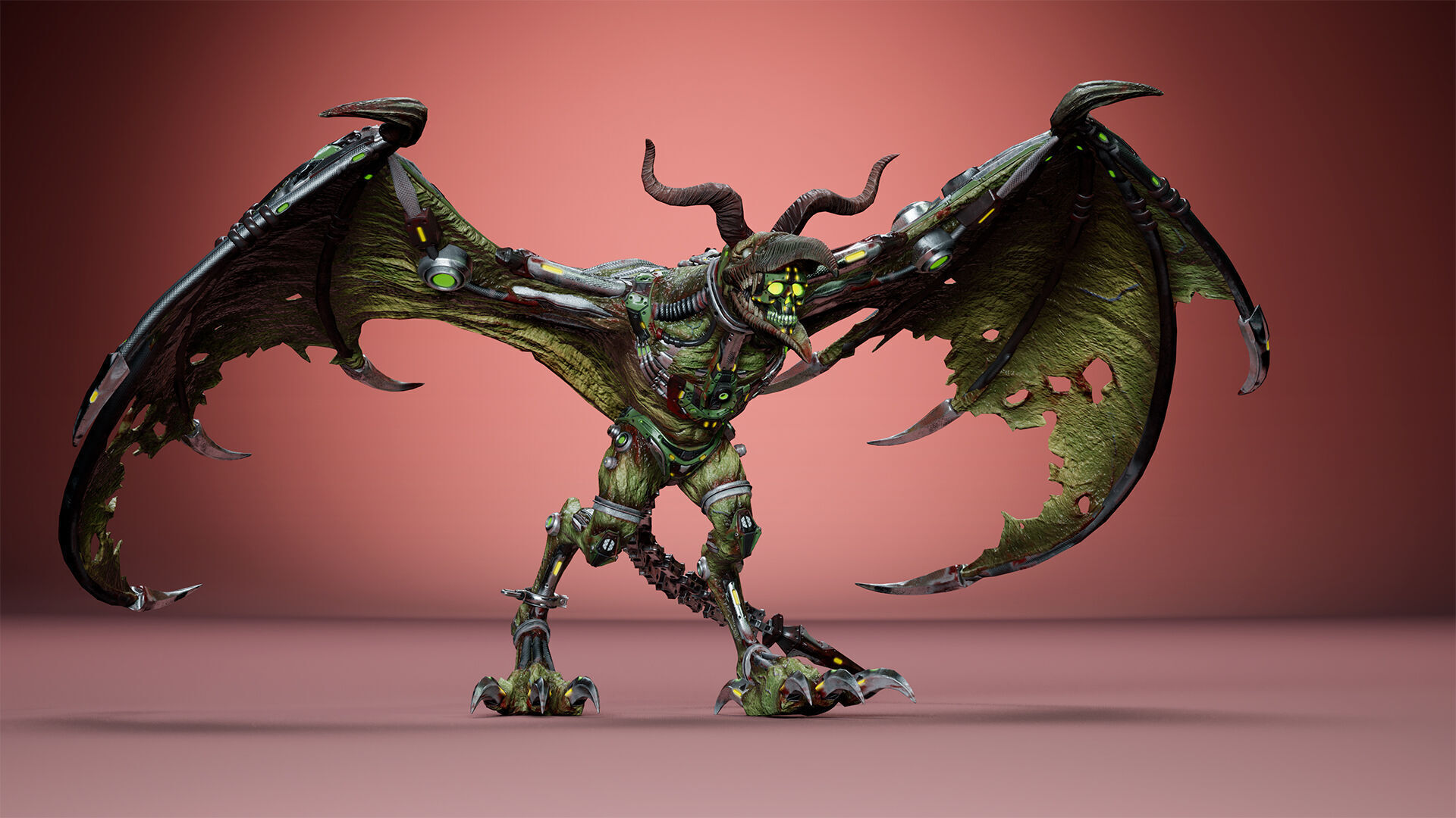 Cyborg Gargoyle Low-poly 3D model_18