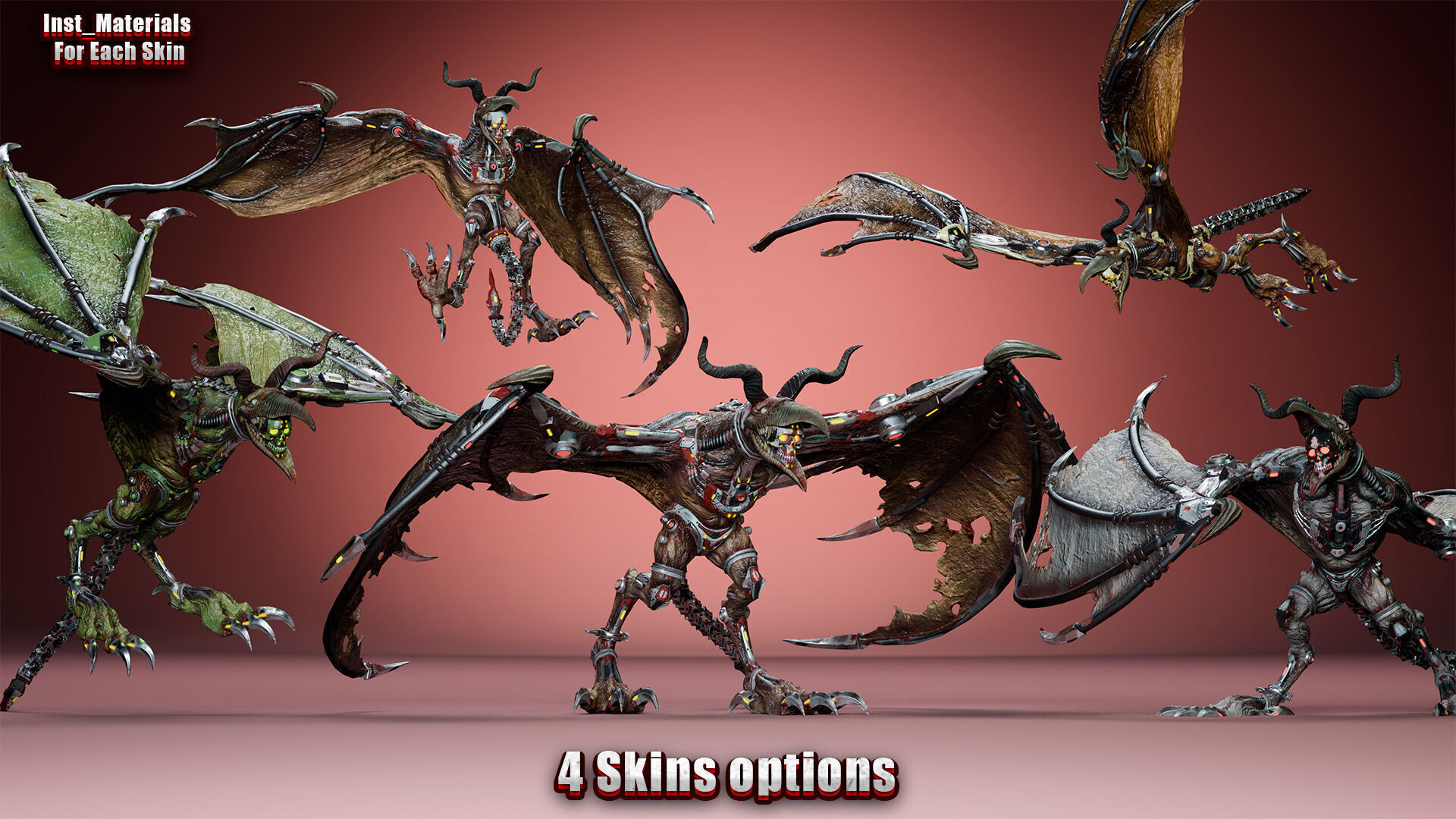 Cyborg Gargoyle Low-poly 3D model_2