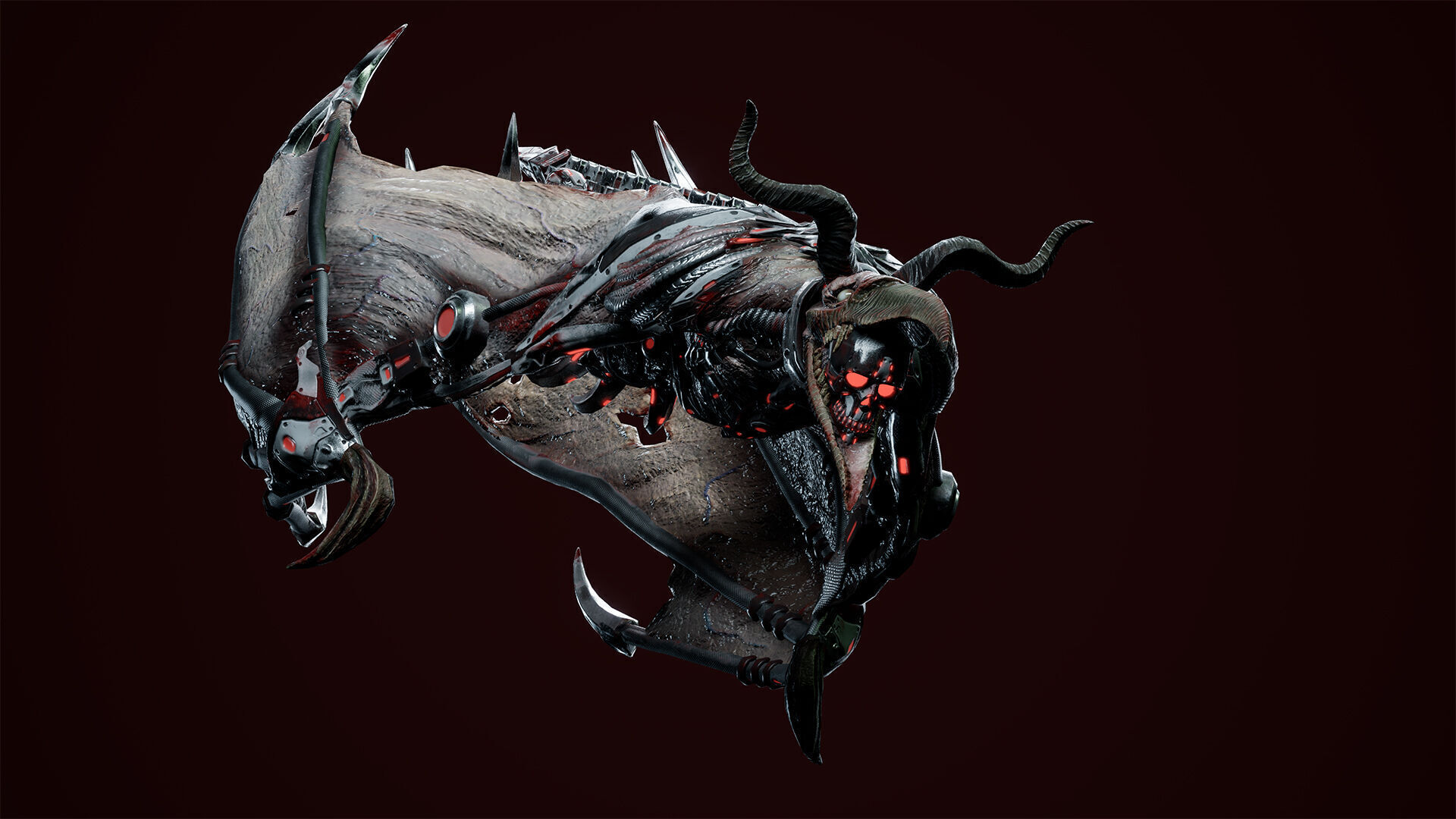 Cyborg Gargoyle Low-poly 3D model_12